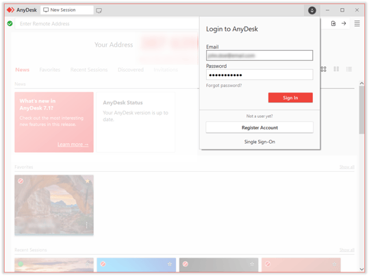 sign in AnyDesk client